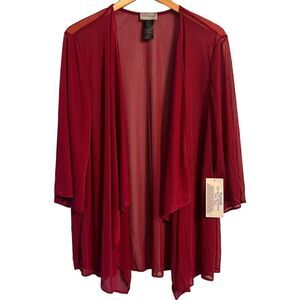 Catherine’s Red Sheer Long Sleeve Open Front Cardigan 2X Size 22 NWT🏷